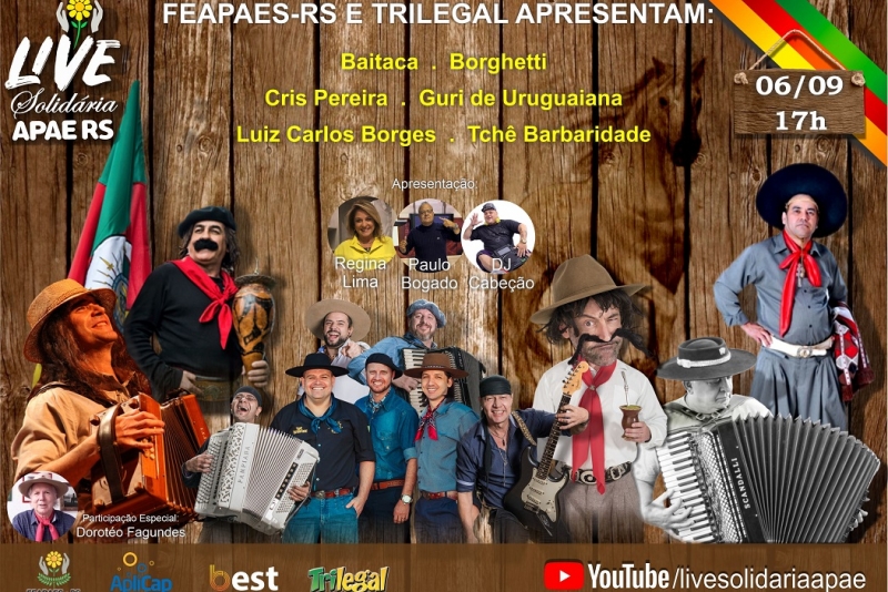 Live Solidária Apae RS marca a abertura dos festejos Farroupilha