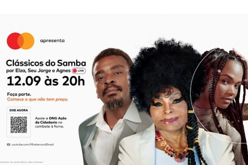 Ação da Cidadania e Mastercard recebe: Elza Soares, Seu Jorge e Agnes Nunes em Live 