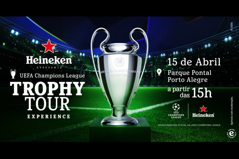 Heineken traz Trophy Tour da UEFA Champions League a Porto Alegre com experiência imersiva e taça oficial